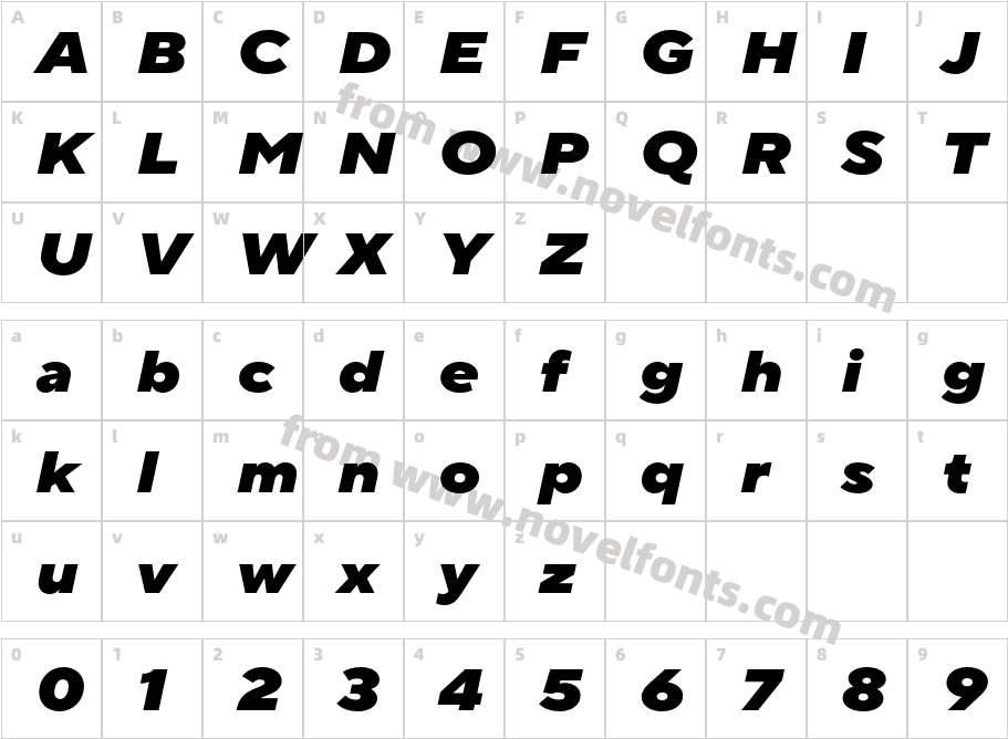TT Norms Pro Expanded Black ItalicCharacter Map