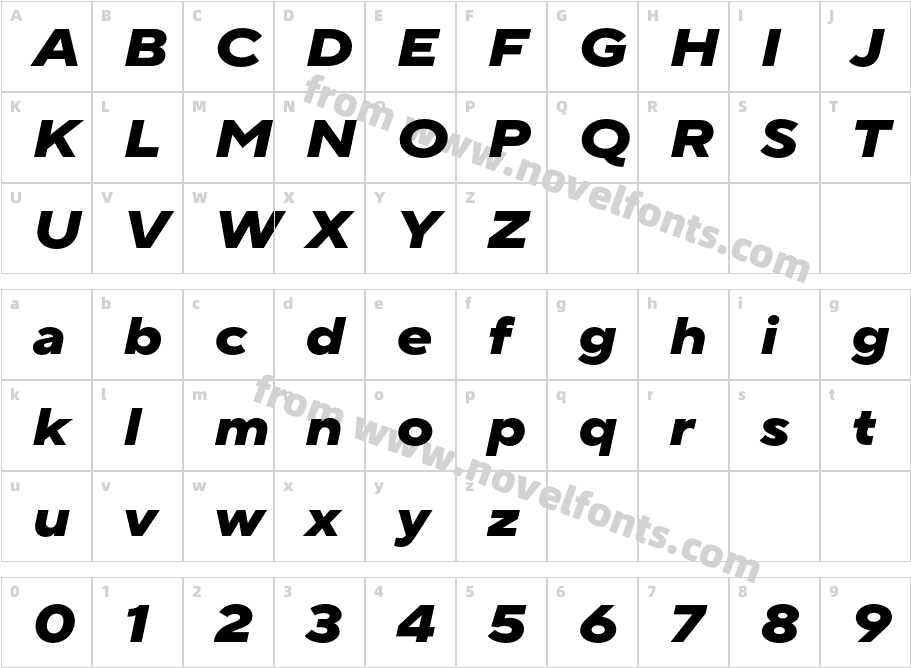 TT Norms Pro Expanded ExtraBold ItalicCharacter Map