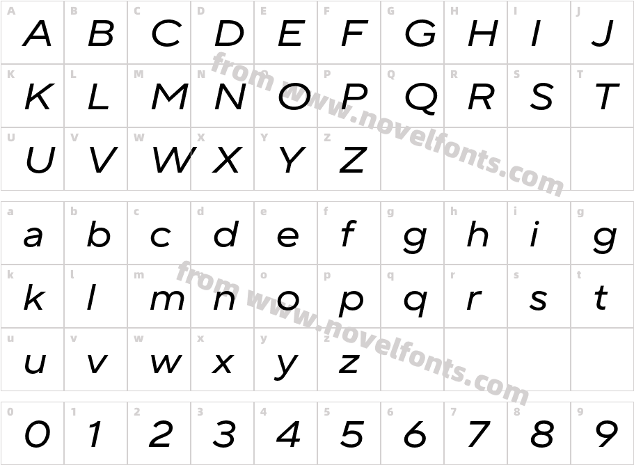 TT Norms Pro Expanded Normal ItalicCharacter Map