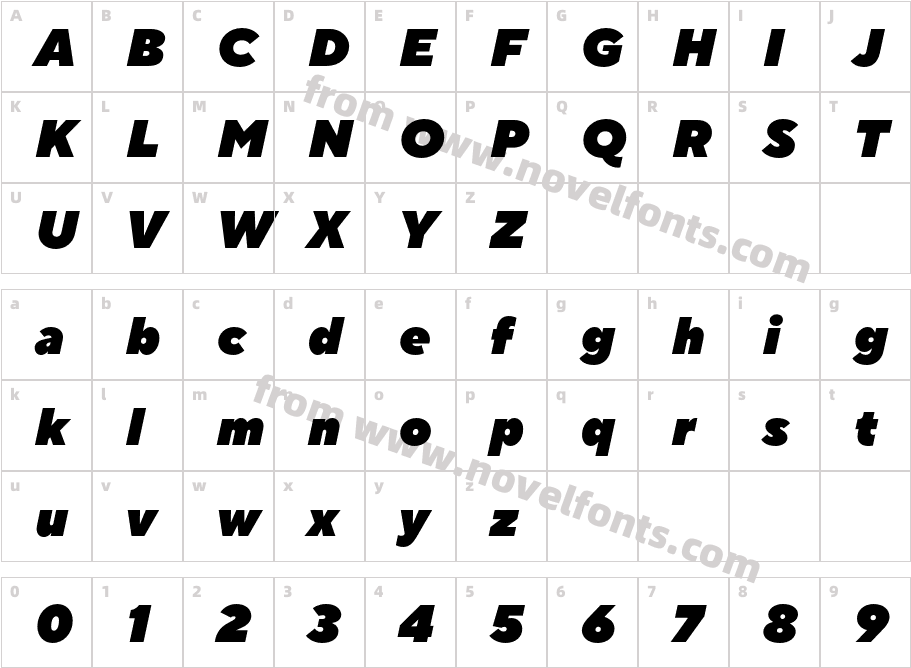 TT Norms Pro Extra Black ItalicCharacter Map