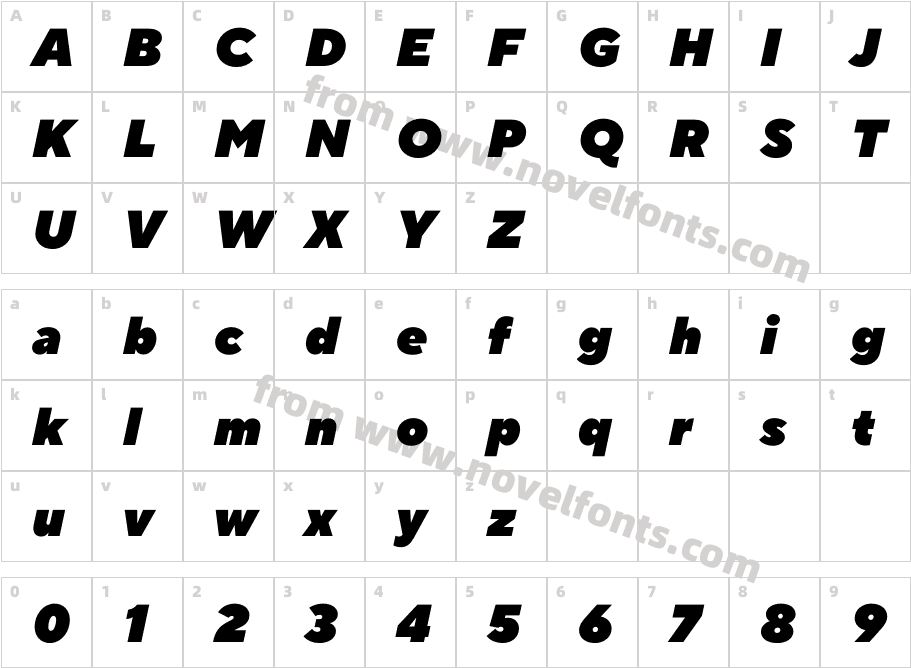 TT Norms Pro Extra Black ItalicCharacter Map