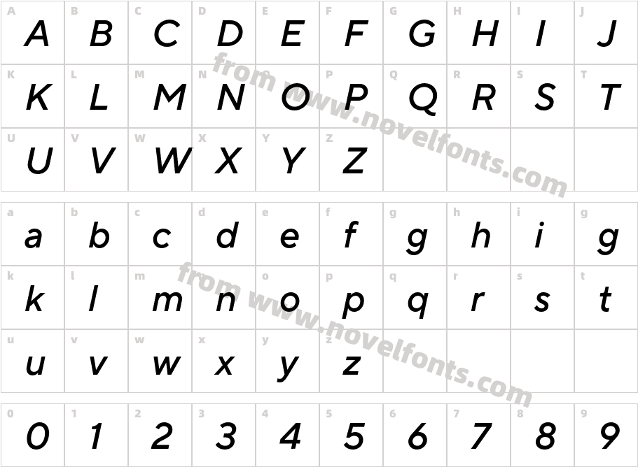 TT Norms Pro Medium Italic(1)Character Map