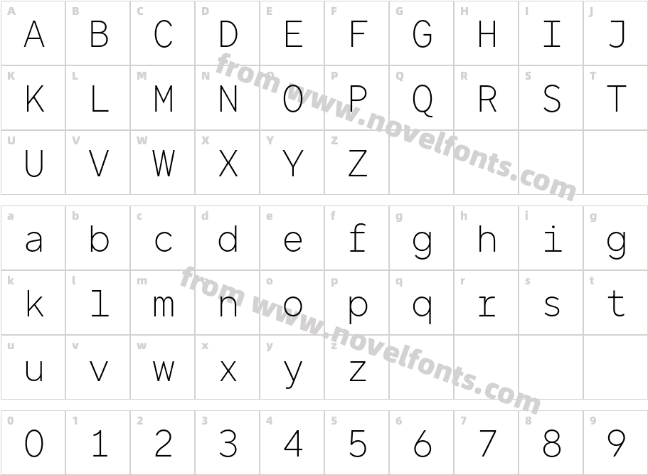 TT Norms Pro Mono ExtraLightCharacter Map