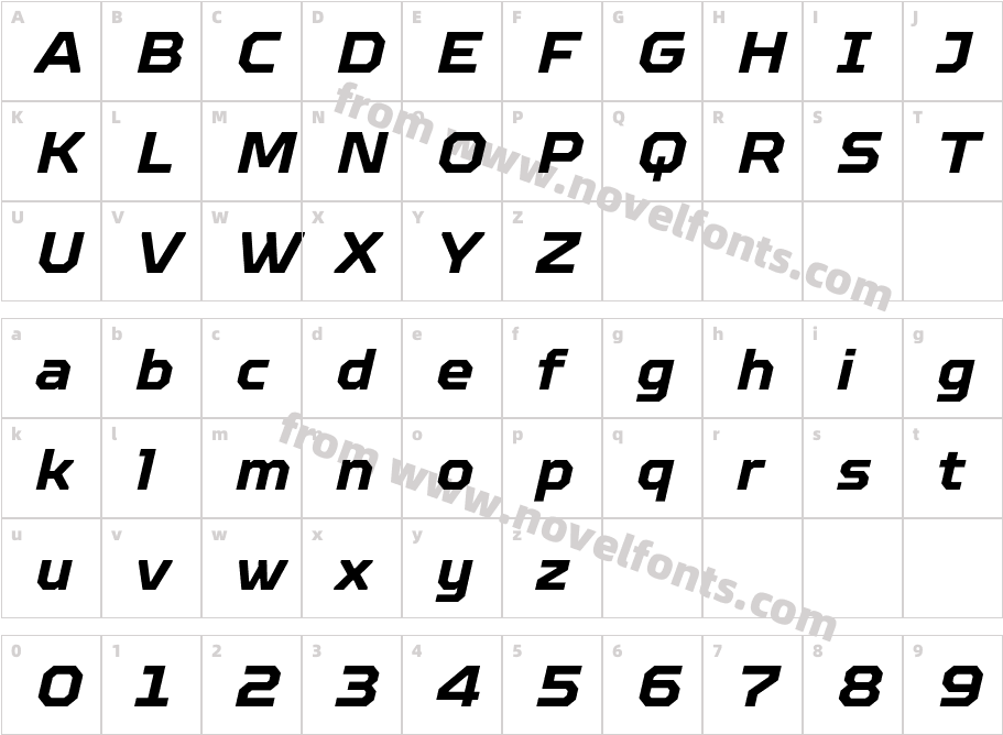 TT Octosquares Bold ItCharacter Map