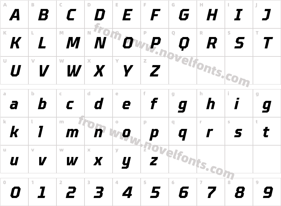 TT Octosquares CondensedW03 Bd ItCharacter Map
