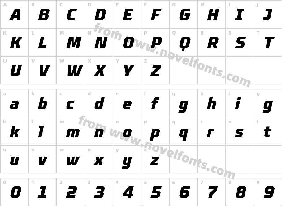 TT Octosquares CondensedW03 Blk ItCharacter Map