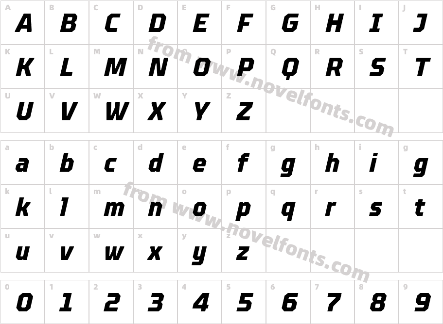 TT Octosquares CondensedW03X Bd ItCharacter Map