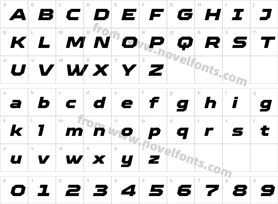 TT Octosquares Exp Black ItCharacter Map