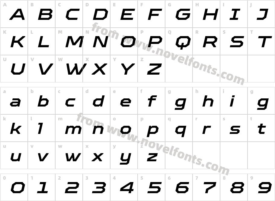 TT Octosquares Exp D Bold ItCharacter Map