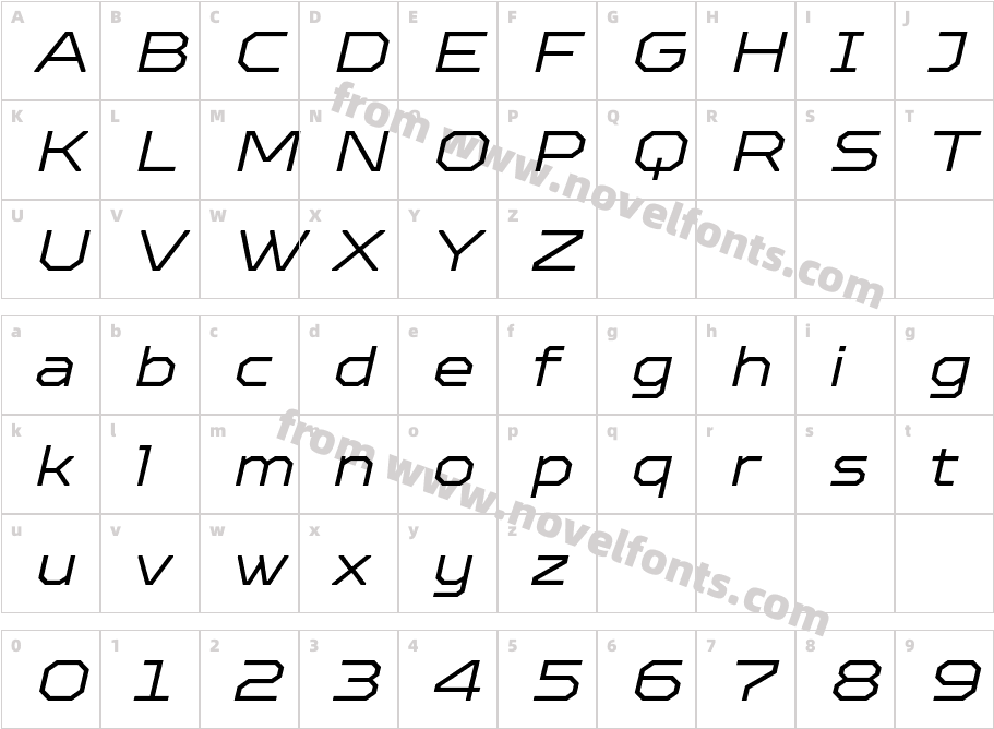 TT Octosquares Exp Light ItCharacter Map
