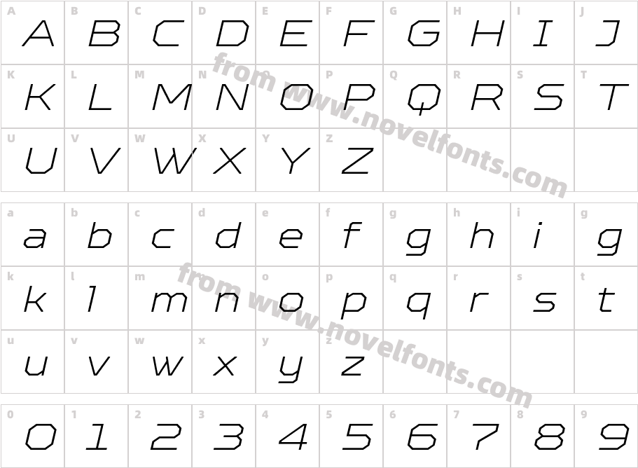 TT Octosquares Exp Thin ItCharacter Map