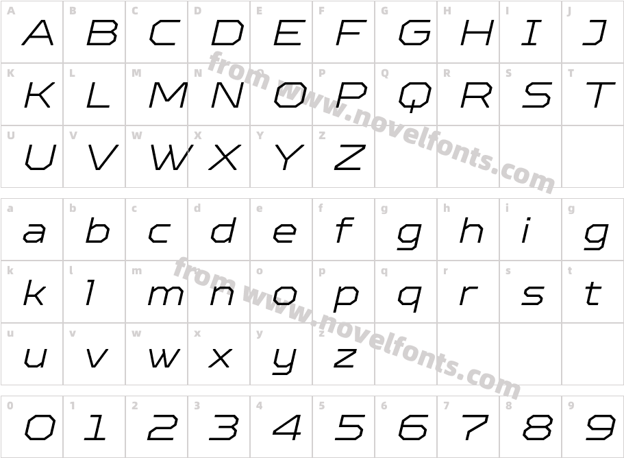 TT Octosquares Exp X Light ItCharacter Map
