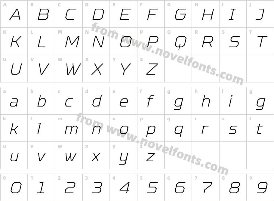 TT Octosquares Thin ItCharacter Map