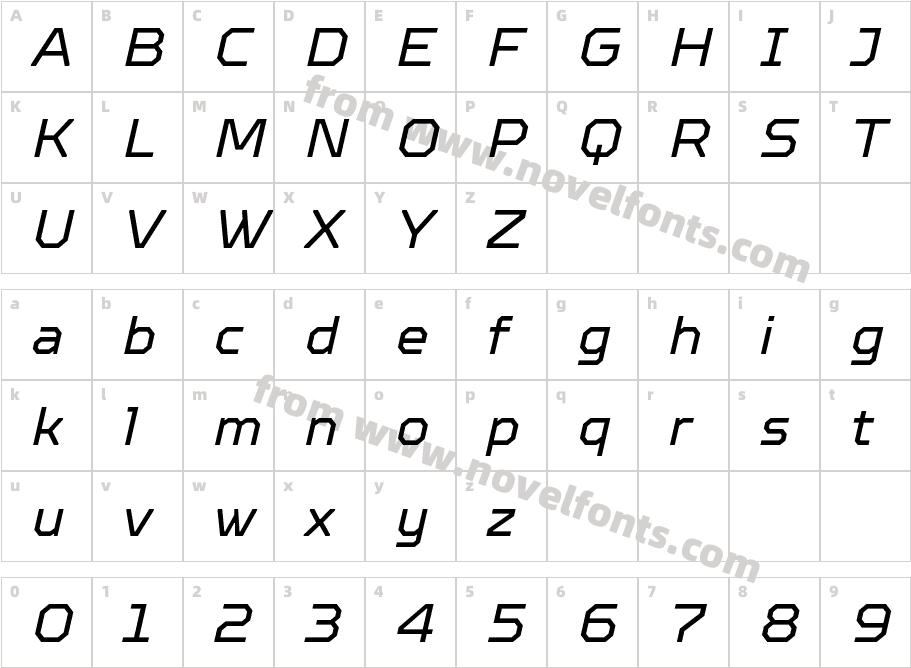 TT Octosquares W03 ItalicCharacter Map