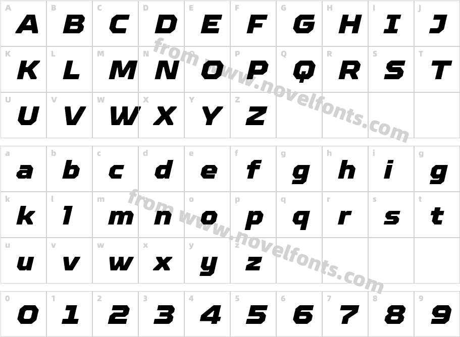 TT Octosquares W05 Black ItalicCharacter Map