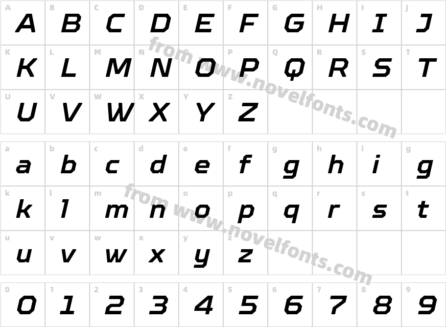 TT Octosquares W05 Demi Bold ItCharacter Map