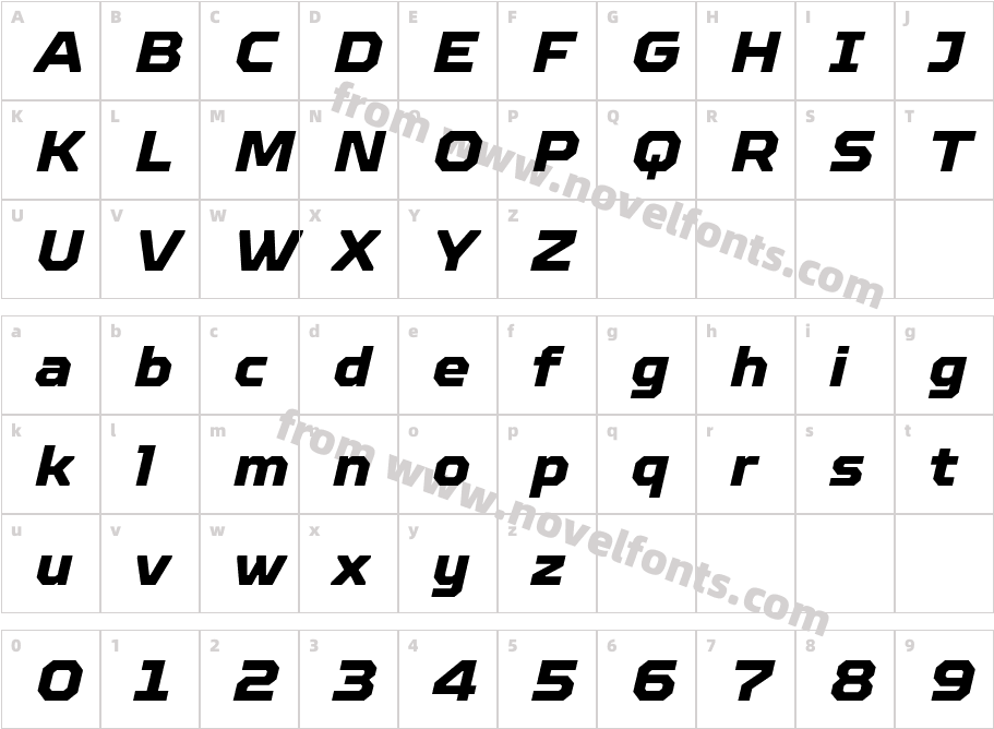 TT Octosquares W05 Extra Bold ItCharacter Map
