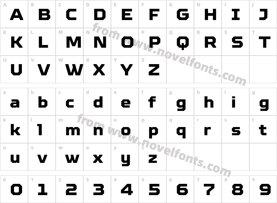 TT Octosquares X BoldCharacter Map