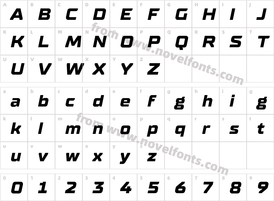 TT Supermolot Neue ExpX Bold ItCharacter Map