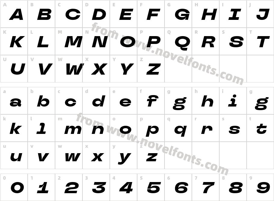 TT Travels Next Xtra Bold ItalicCharacter Map