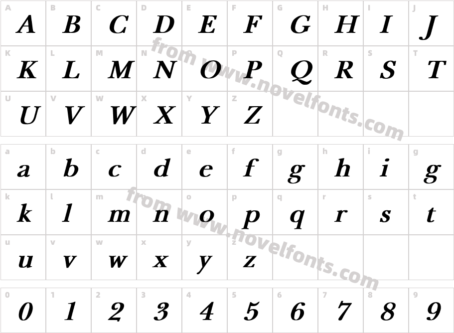 NewBaskerville Bold ItalicCharacter Map