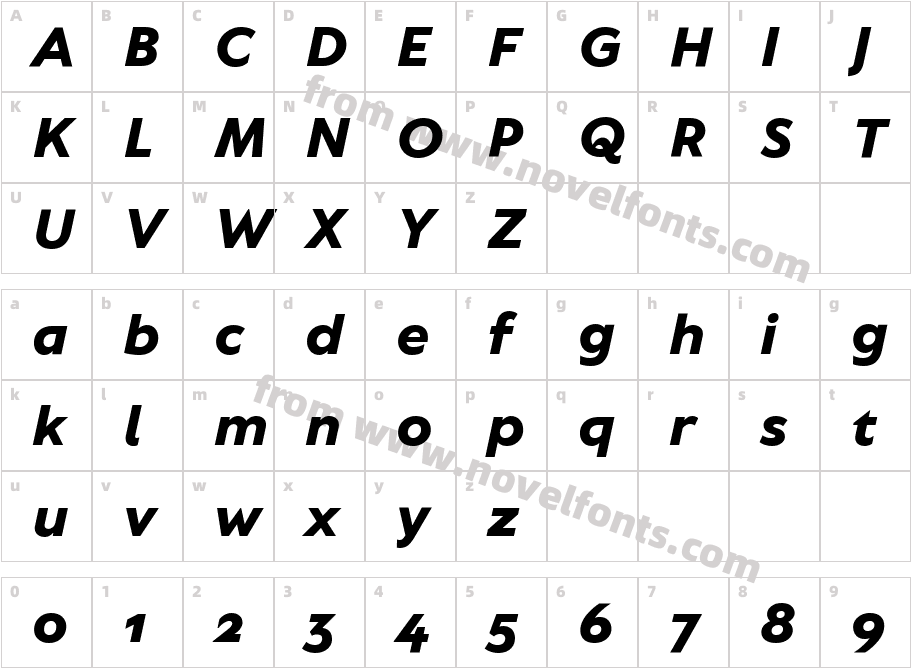 TT Wellingtons Extra Bold ItalicCharacter Map