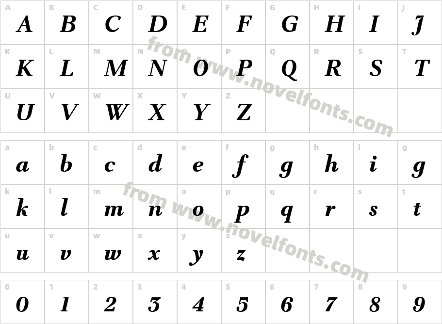 TWT Prospero W03 Bold ItalicCharacter Map
