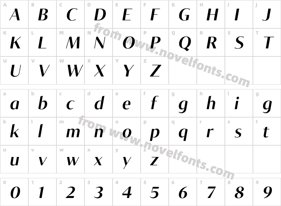 Tabac GlamG2 Semibold ItalicCharacter Map