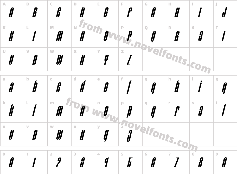 Taboo Pro Medium ItCharacter Map