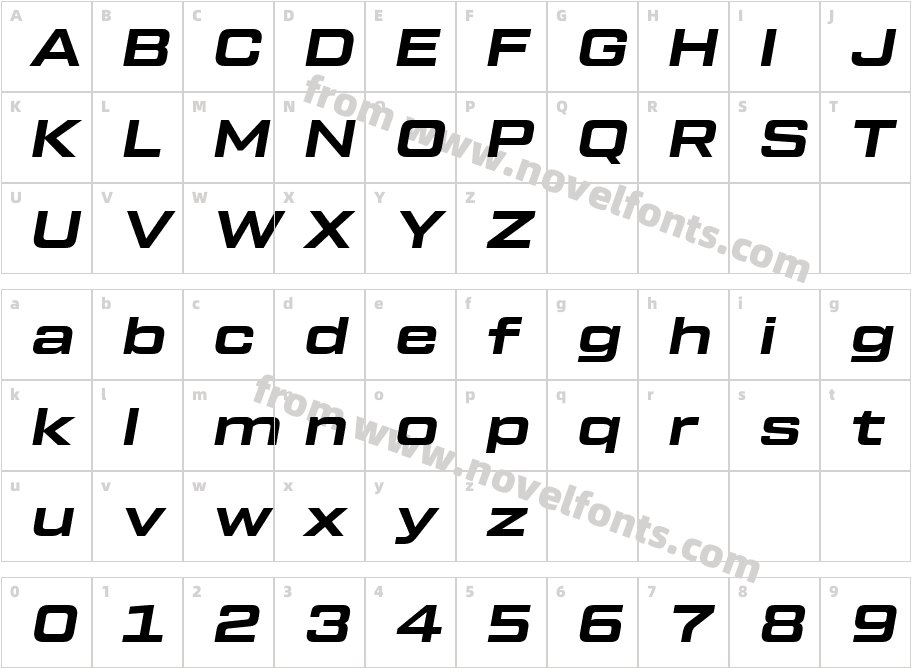 Tactic Sans Extended Bold ItalicCharacter Map