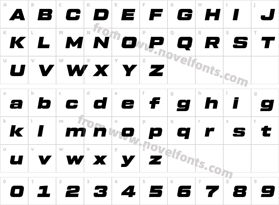 Tactic Sans Extended Ultra ItalicCharacter Map