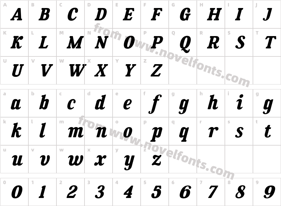 Talim ItalicCharacter Map