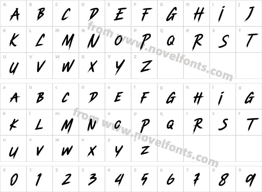 Tanisher ItalicCharacter Map
