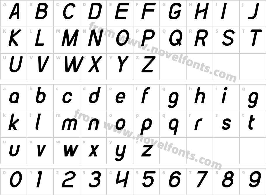 Tappera ItalicCharacter Map