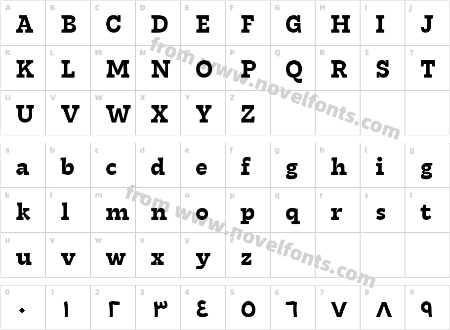 Tarif Arabic BoldCharacter Map