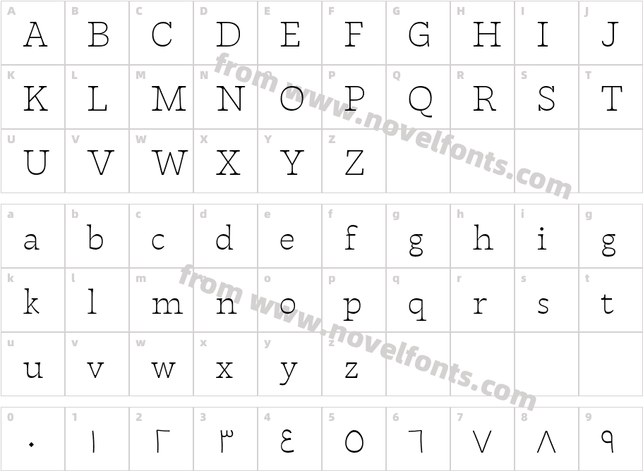 Tarif Arabic ExtralightCharacter Map