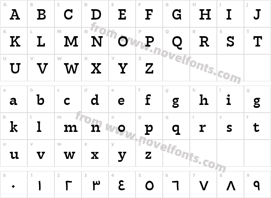 Tarif Arabic MediumCharacter Map