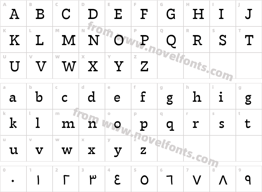 Tarif Arabic RegularCharacter Map