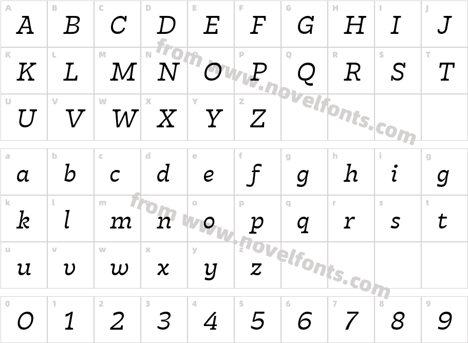Tarif Book ItalicCharacter Map