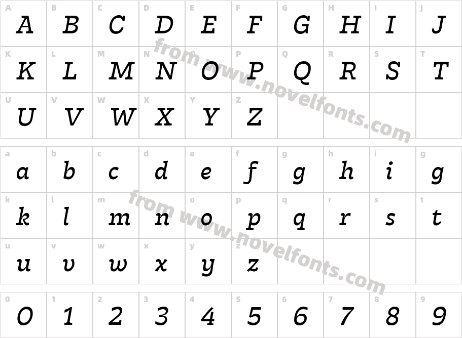 Tarif ItalicCharacter Map