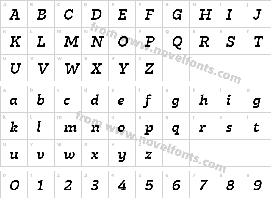 Tarif Medium ItalicCharacter Map