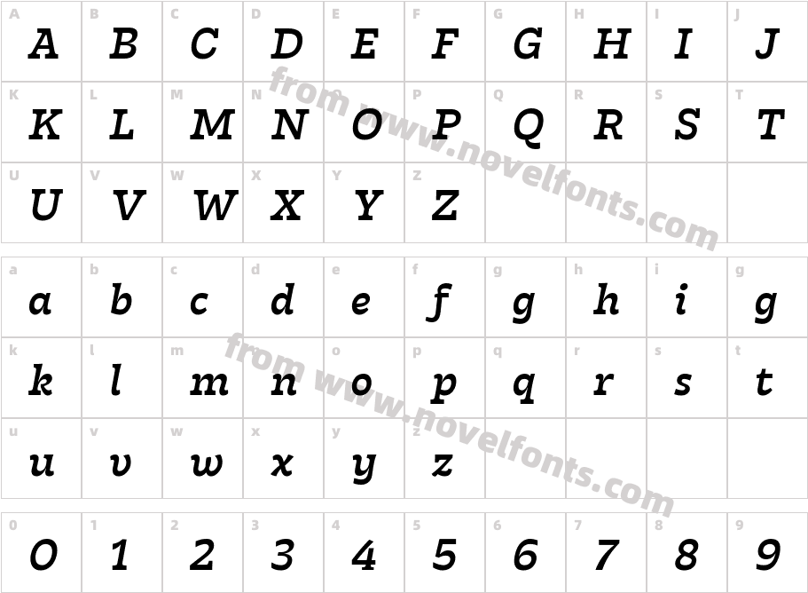 Tarif Medium ItalicCharacter Map