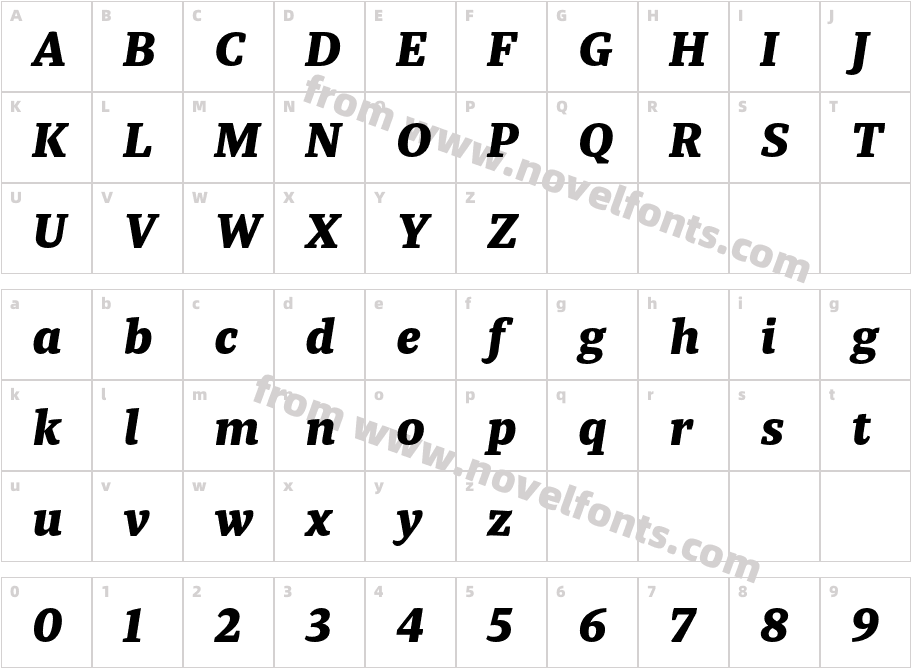 Tasman Extra Bold ItalicCharacter Map