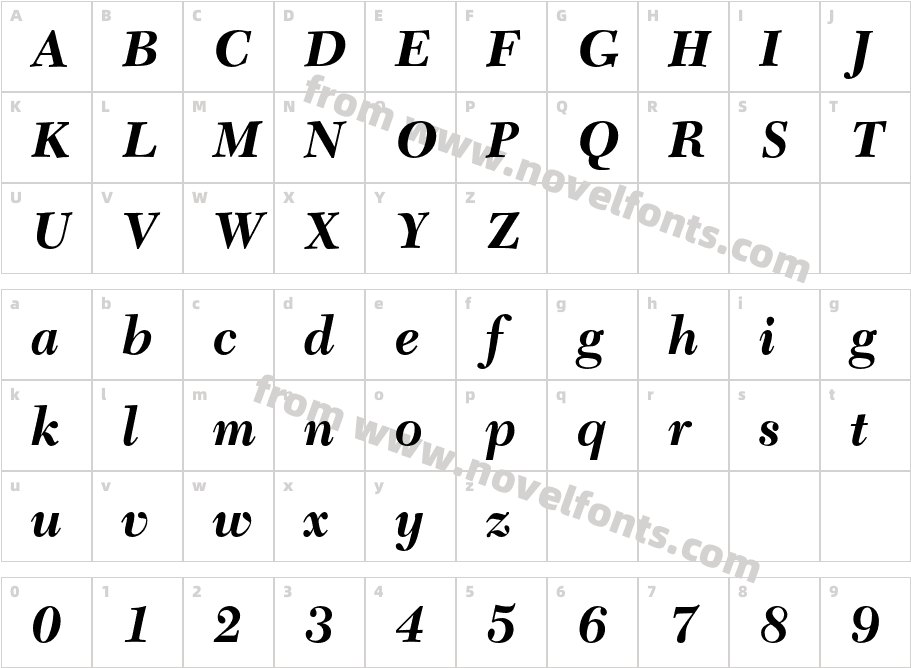 NewCaledoniaLTStd-BoldItCharacter Map