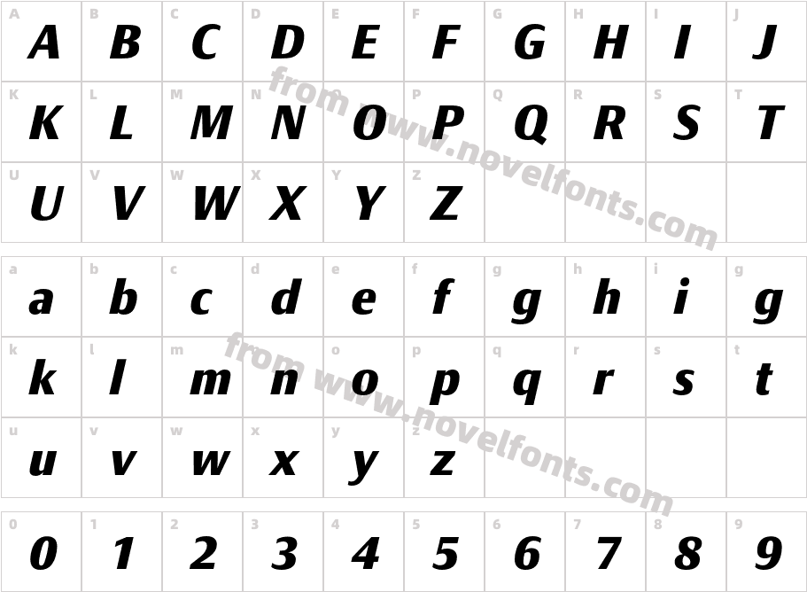 Taxon Extra Bold ItCharacter Map