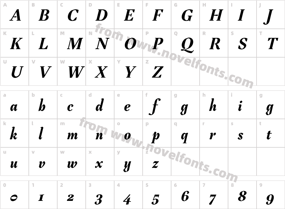 Tejuela Extra Bold ItalicCharacter Map