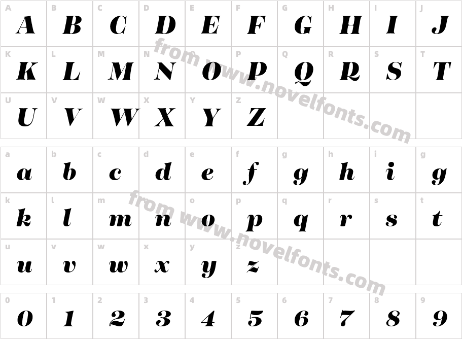 Tenez Black ItalicCharacter Map