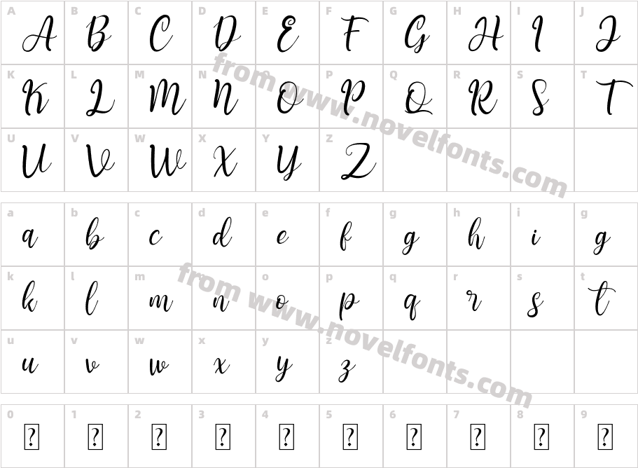 Teressia ScriptCharacter Map
