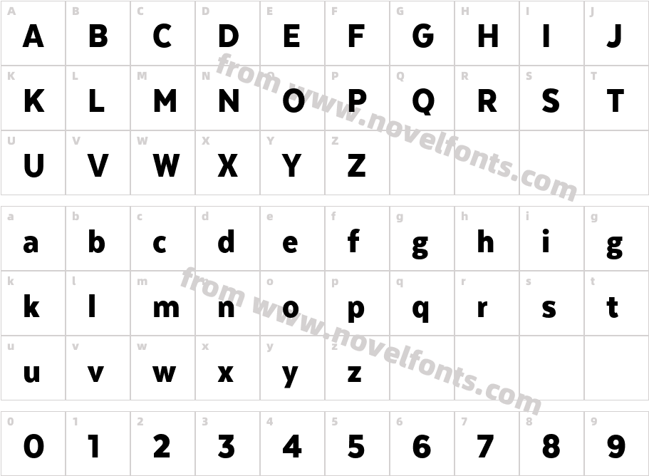 Texta Narrow BlackCharacter Map