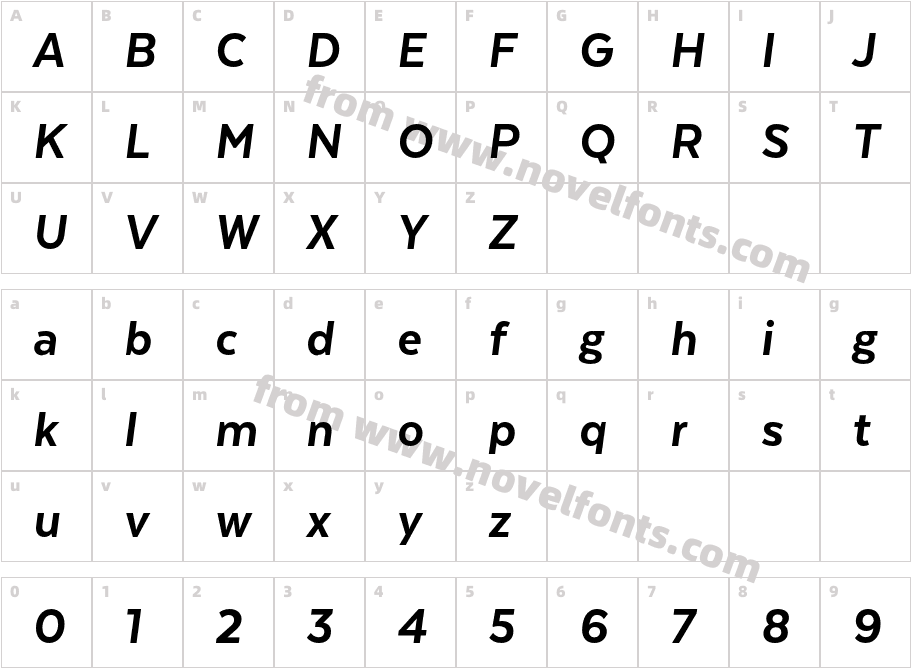 Texta Pro Alt W05 Black ItCharacter Map